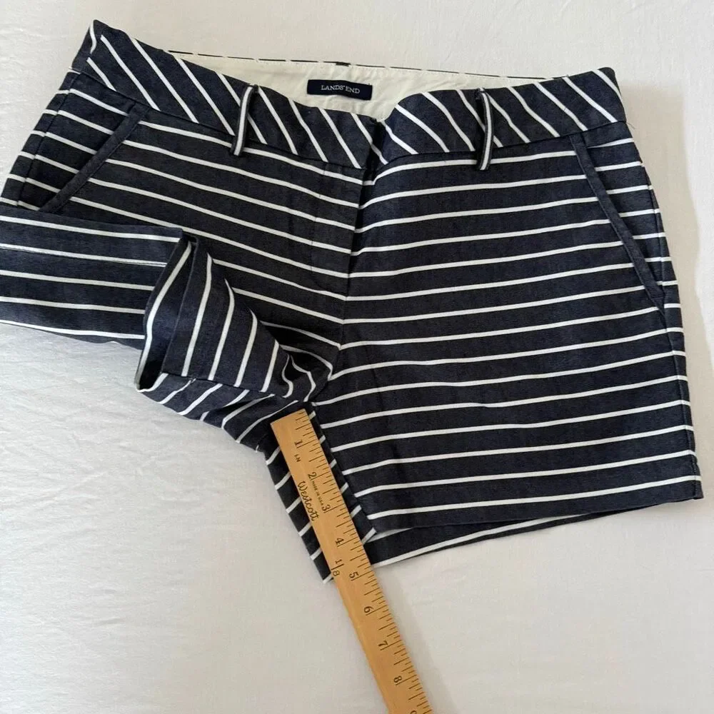 Lands’ End | Blue & White Striped Low Rise Shorts | Women’s 10P